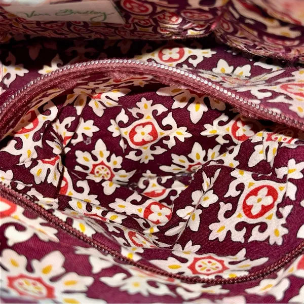 Vera Bradley Burgundy Medallion Shoulder Tote Bag w/ Front Zipper Pocket - Image 6