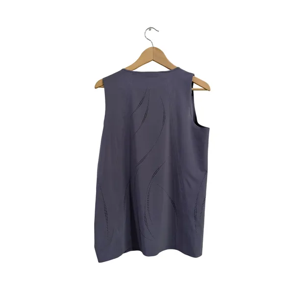 Athleta Refined Zephyr Laser Tank Purple Gray Perforated Activewear Top Medium - Image 2