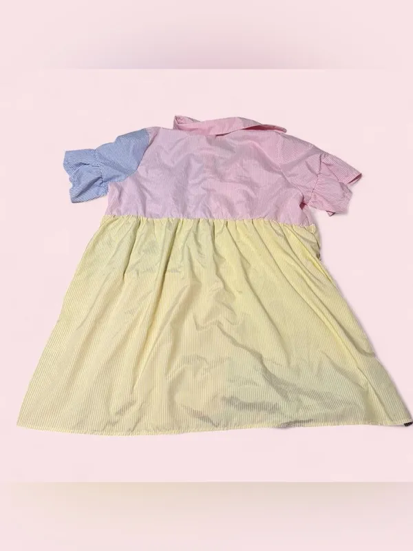SHEIN Colorblock Striped Patchwork Dress in Pink, Blue & Yellow - Image 2