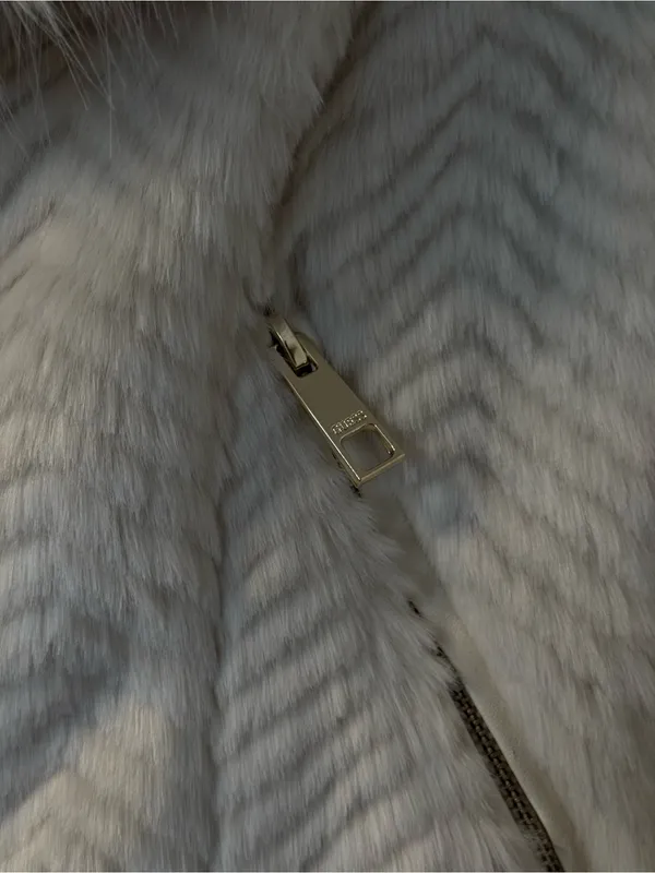 Vintage Guess Faux Fur Cream Vegan Leather Jacket - Image 2