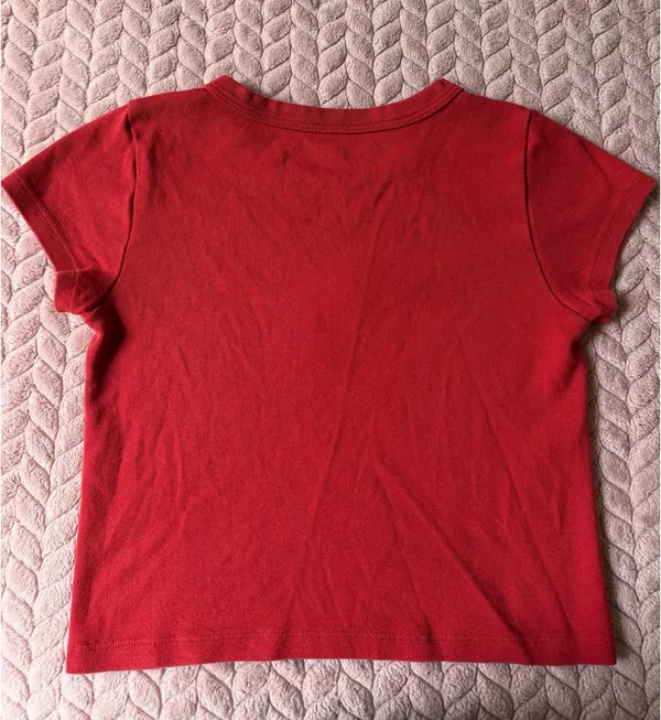 Brandy Melville Red Ashlyn Swiss Deer Baby Tee - Image 5