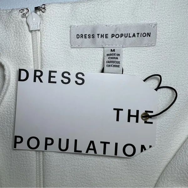 Dress the Population Mira‎ White Spaghetti-Strap Ruffle-Hem Mini Dress NWT - Image 5