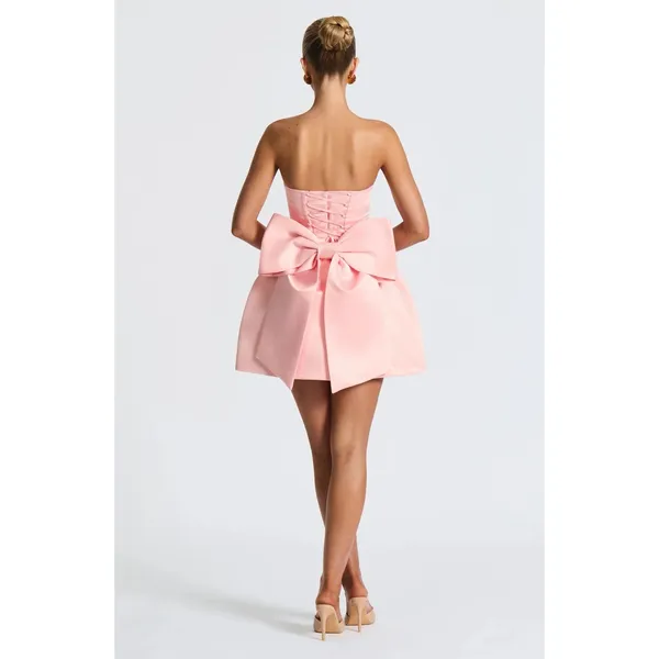 NWT Babyboo Abbey Blush Pink Bow Corset Fit & Flare Strapless Mini Dress Size S - Image 8