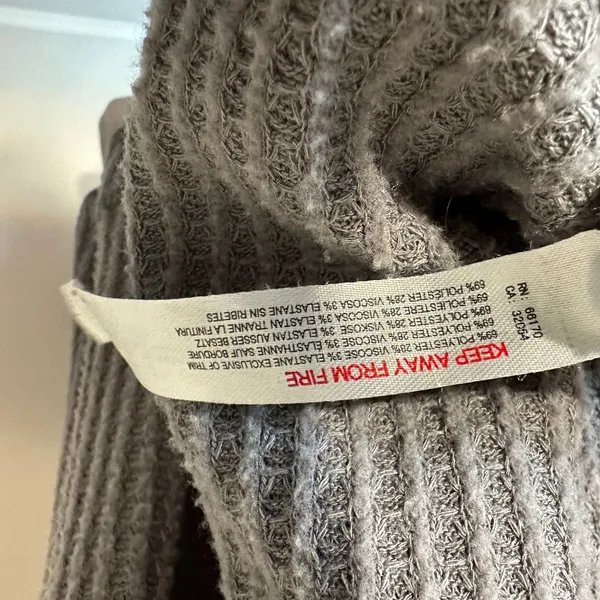 Out From Under Cleo Cozy Thermal Oversized Top Waffle‎ Knit Scoop Neck Gray XS - Image 5