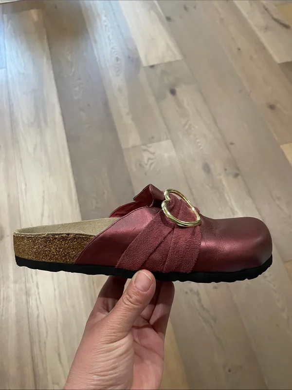 Birkenstock Tatami Tatum Burgundy Clogs Heart Buckle Slip On Women’s Sz 36 (5US) - Image 10