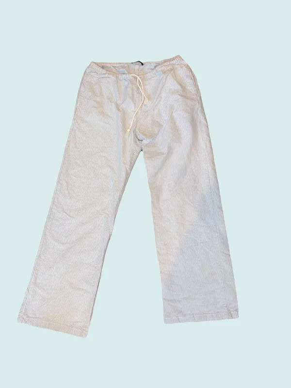 Brandy Melville Striped Anastasia Linen Pants blue and white striped - Image 2