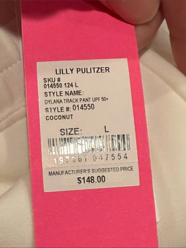 Lilly Pulitzer Luxletic UPF 50 Ivory Wide-Leg Track Pants with Black large‎ - Image 8