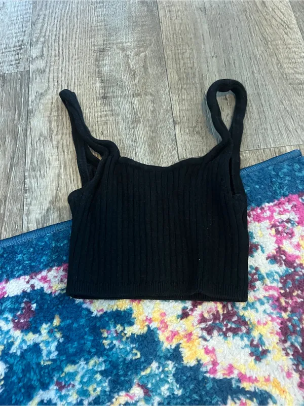 Wilfred Black Ribbed Knit Crop Tank Top - Women's - Image 3