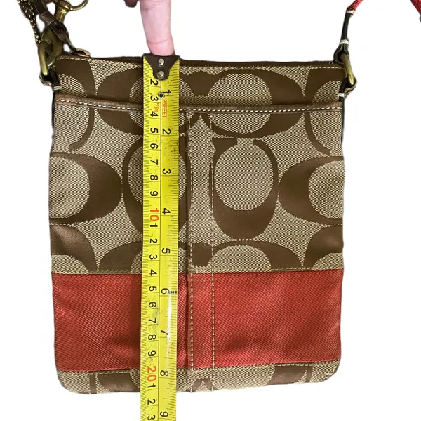Coach CC Signature Brown Orange Crossbody Purse 10129 - Image 7