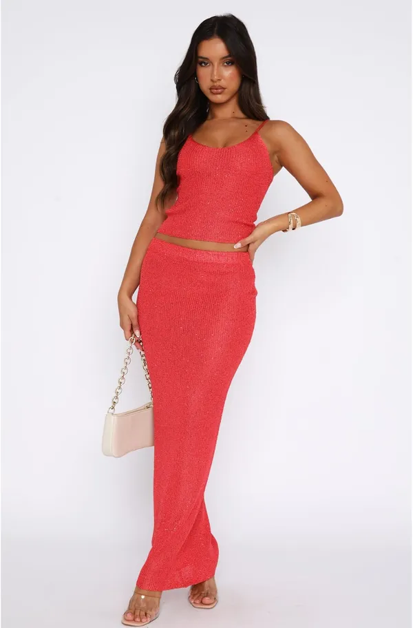 White Fox Love Galore Sequin Knit Set Red - Image 2