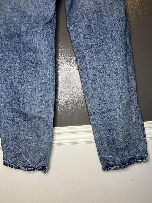 Zara Jeans Womens 6 Blue Acid Wash High Rise Relaxed Straight Button Fly Denim - Image 8