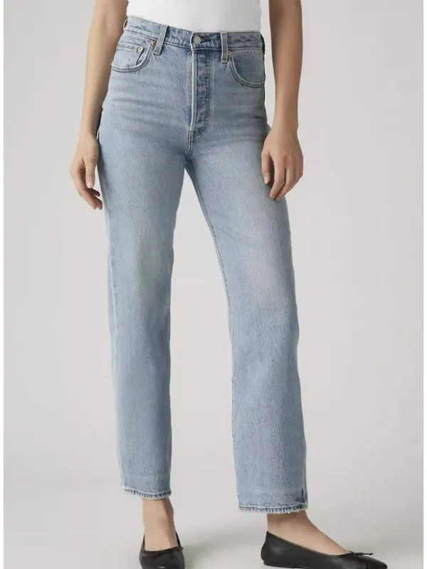 New Levi's Premium 27x29 Ribcage Straight Ankle Let's Share Medium Wash - Image 2