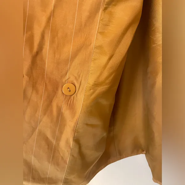 Zara Women’s Linen-blend Striped‎ Blazer Jacket in Mustard Yellow Size S - Image 9