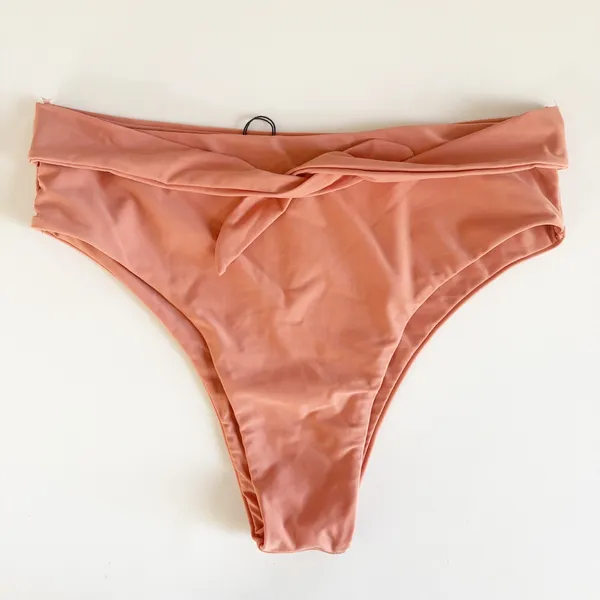 NWT Superdown Revolve Womens Katrina Rose High Waisted Tie Front Bikini Bottom L - Image 2