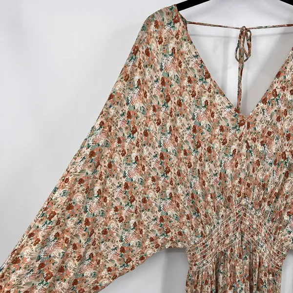Final Touch Floral Mini Dress Multi Dolman Sleeves Coastal Cowgirl Boho Size M - Image 6