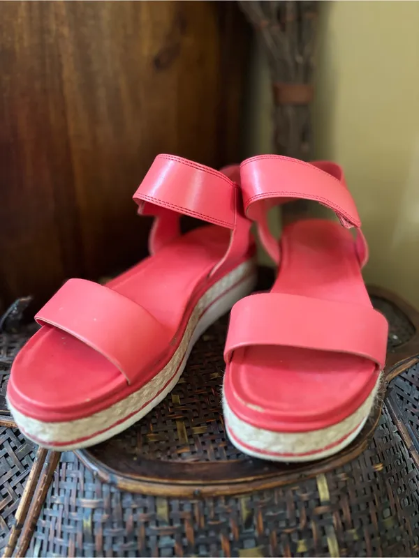 Franco Sarto Coral Pink Espadrille Wedge Sandals - Image 4