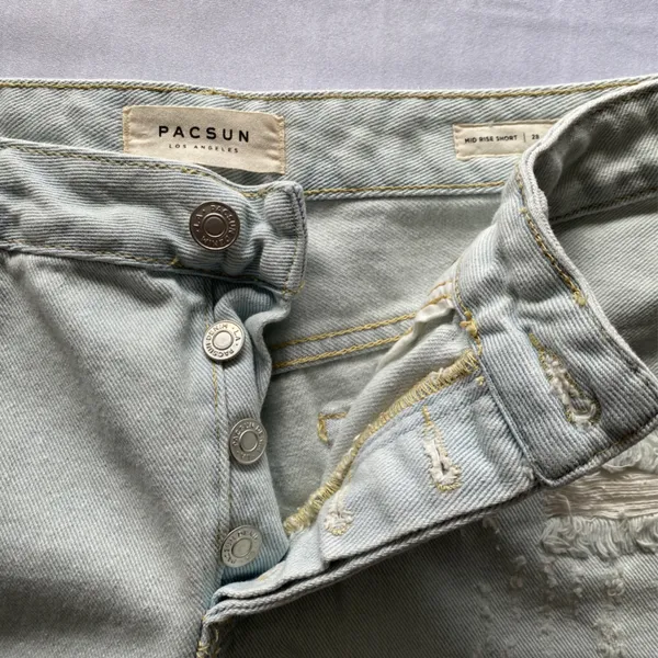 Pacsun Denim Distressed Cotton 4‎ Button Front Mid Rise Shorts Size 28 - Image 5