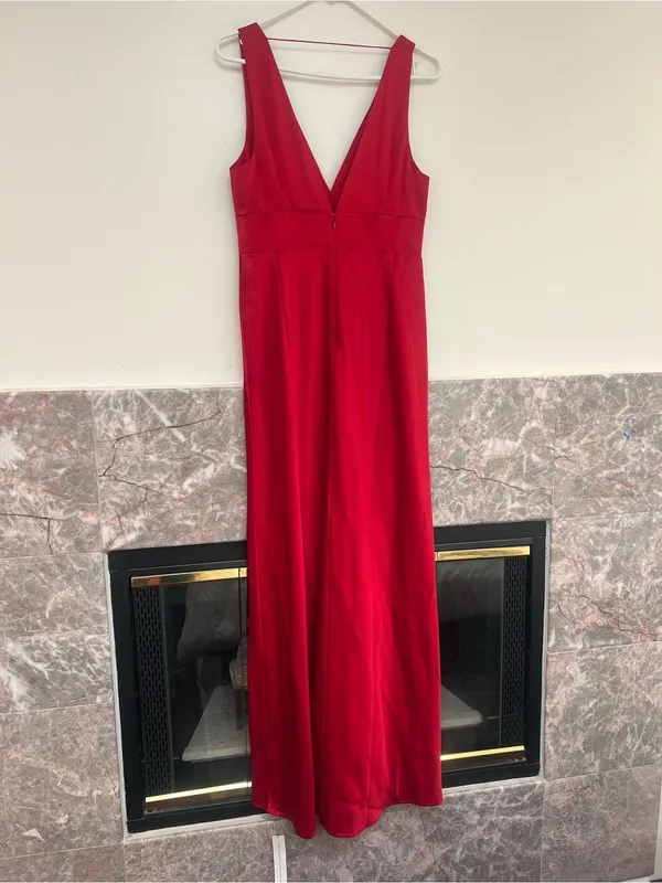 Reformation Elaina Satin Red Midi Dress - Image 4