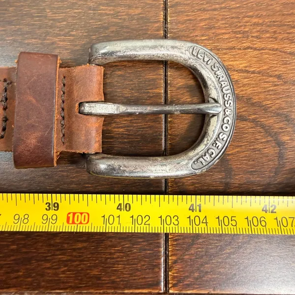 Levi Strauss & Co Brown Braided Genuine Leather Belt 34 85 Silver Buckle 3560 - Image 8