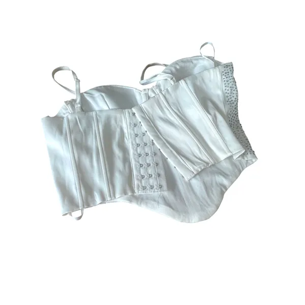 NWT S white rhinestone corset top Windsor structured bust cups Bustier Bodycon - Image 4