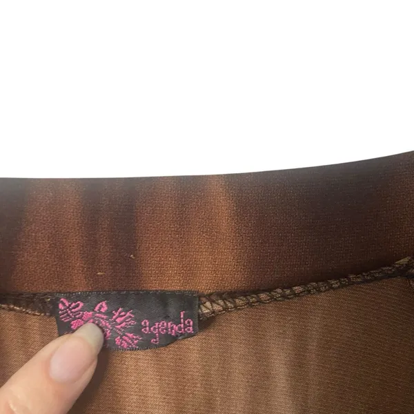Agenda Y2k Women's Size Large Brown 2000s V Neck‎ Blouse - Image 4