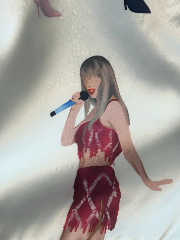 Sheshow Taylor Swift Pajamas Shorts Size L White Satin Eras Tour Loungewear EUC - Image 4