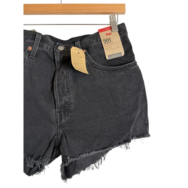 Levi’s 501 Original Fit Black Cut Off Micro Denim Jean Shorts Women’s Size 30 - Image 5