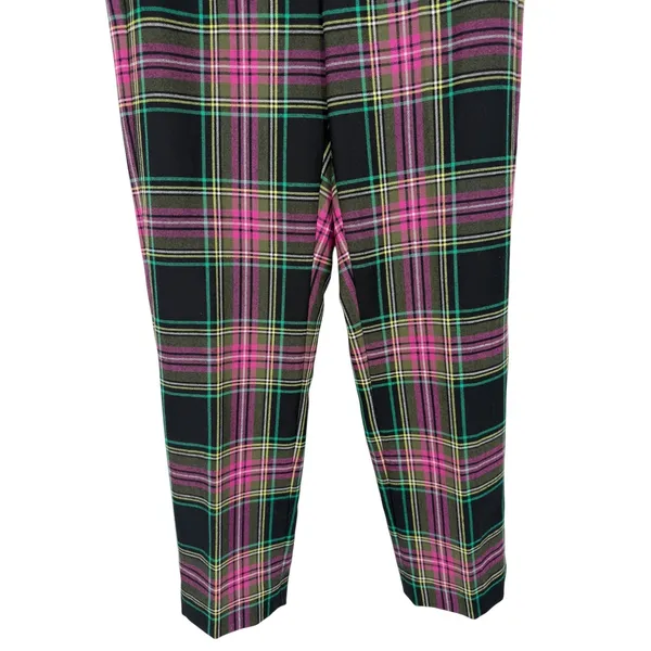 NWT J.Crew Kate Straight Leg Pants Pink Stewart‎ Tartan Plaid Wool Blend Size 0 - Image 9