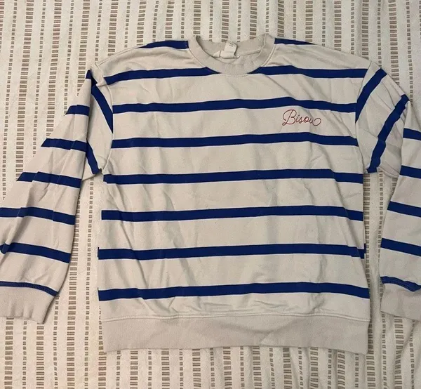 Blue & white striped sweater crewneck coastal summer - Image 3