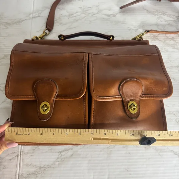 Coach kensington satchel briefcase Leather Messenger Brown bag front pockets - Image 13