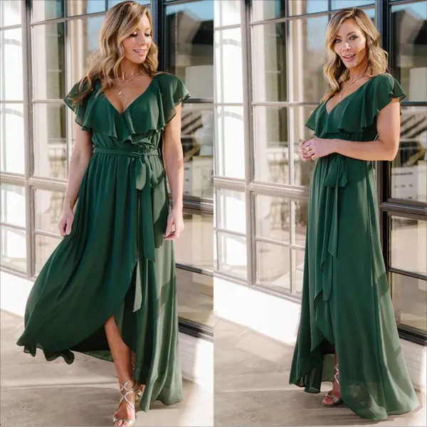 Baltic Born Katya Ruffle Maxi Dress Size Small Evergreen Chiffon - Image 4