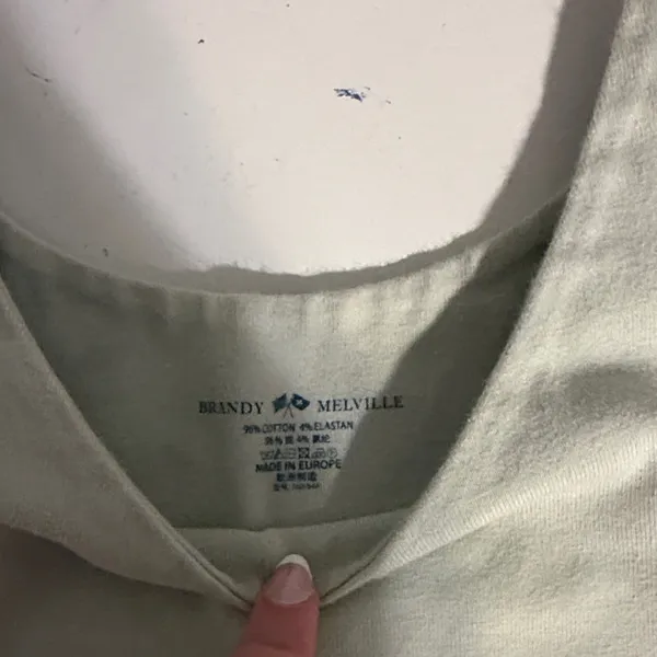 Brandy Melville Soft light green Cream Crop Top - Image 2