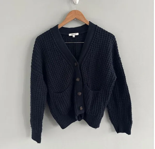 Madewell Waffle-Knit V-Neck Cardigan Size Small - Image 2