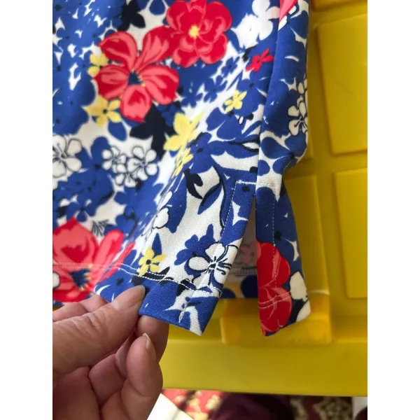 Talbots Womens Blue Red‎ Floral Elastic Waist A-Line Skirt Size M - Image 5