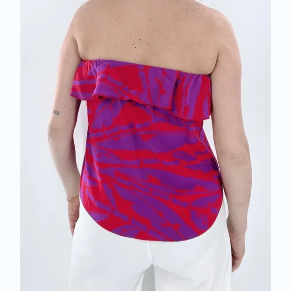 Amanda Uprichard Silk Pink and Purple Strapless Top Size Medium - Image 4