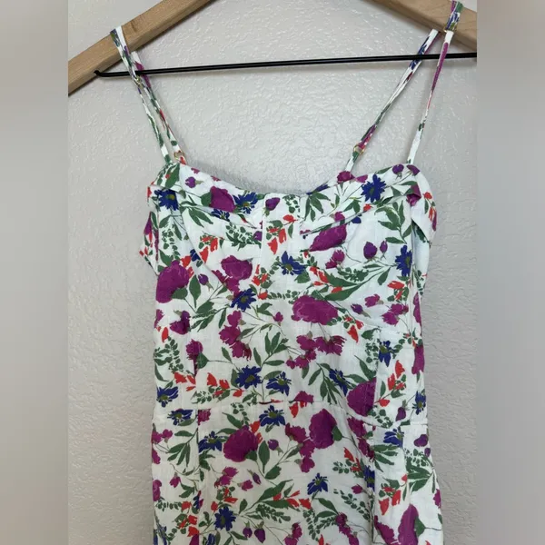 Vix Paula Hermanny Clover Yana Floral Mini Dress in White XS Linen Rayon $268 - Image 10