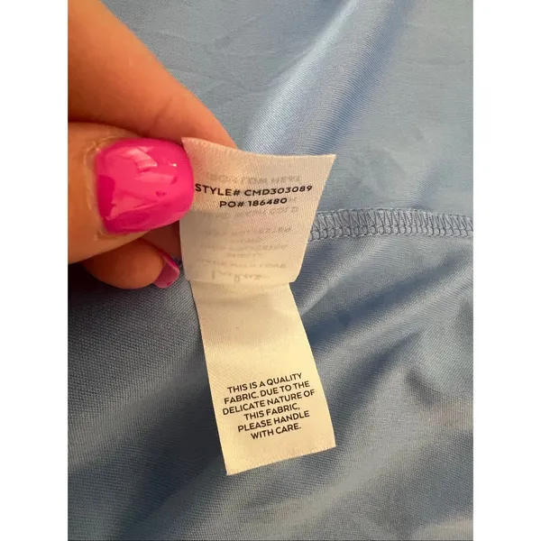 Lulu’s Bright Charm Blue Abstract Print Chiffon Slip Midi size medium - Image 14