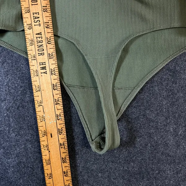 Abercrombie & Fitch Soft AF Ribbed Bodysuit Olive Green‎ Square Neck Large - Image 5