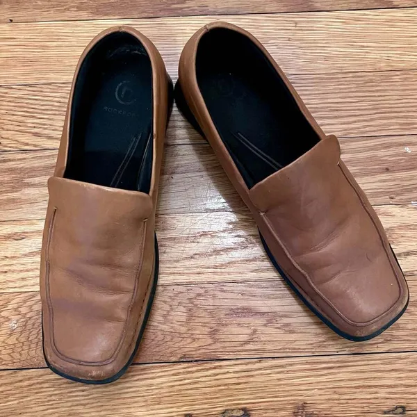 Rockport Women's Brown Leather Square Toe Loafers Size 7M Slip On Workwear - Image 3