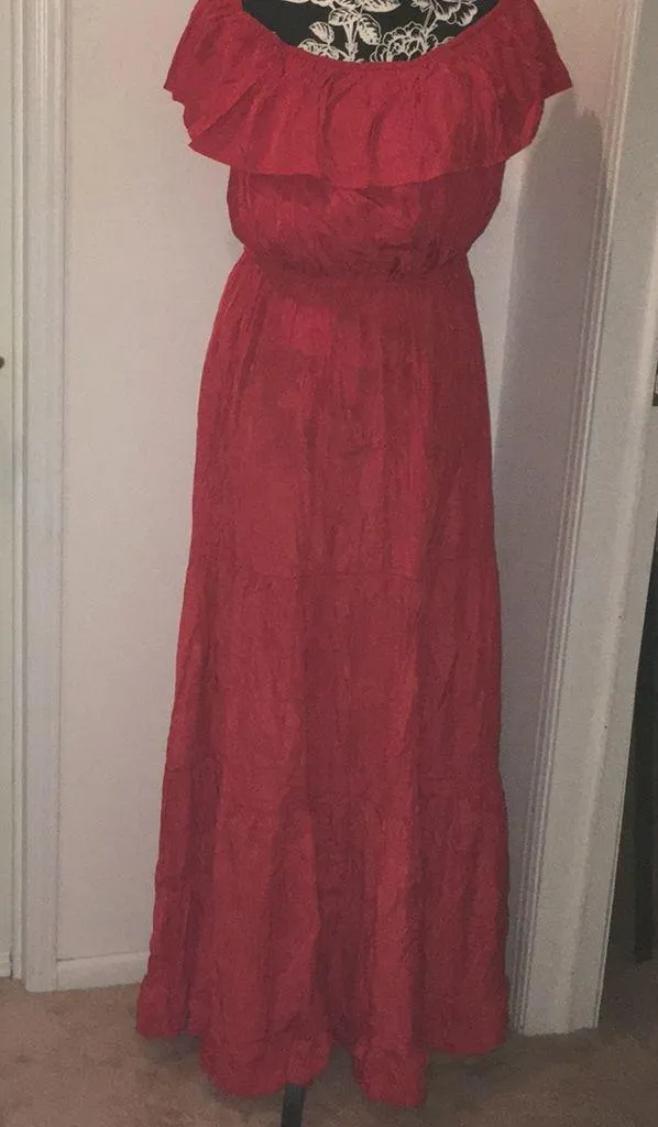 New Off Shoulder Tiered Maxi Dress Stretchy Size Large - Image 3