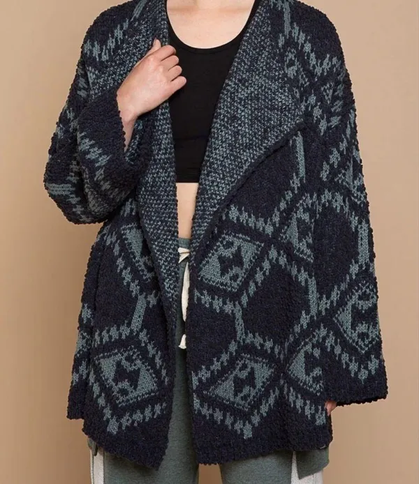 POL Oversized Aztec Chunky Knit Cardigan - Image 9