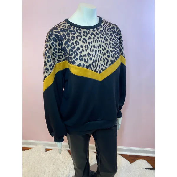 SheIn Color Block Leopard Panel Drop Shoulder Sweater 2XL - Image 7