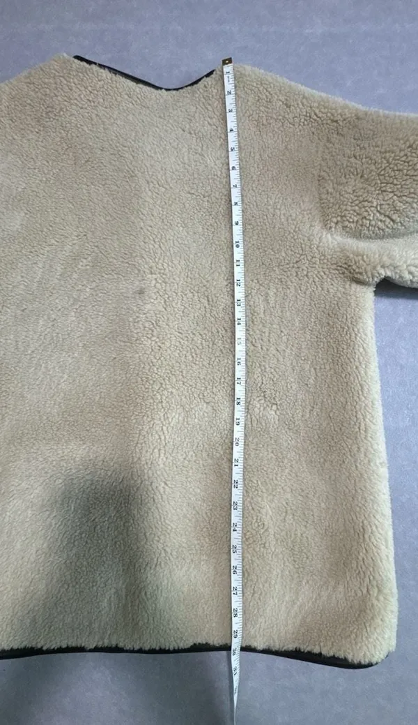 Dunst Collarless Buckled Shearling Jacket Size M - Image 7