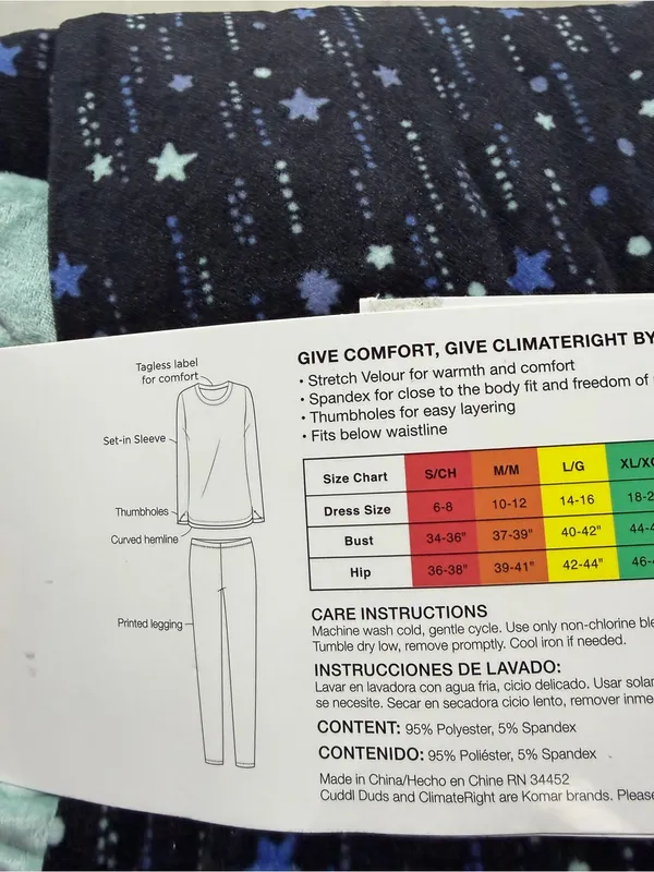 Cuddl Duds ClimateRight NWT 2 piece set crew neck and legging velour XL - Image 7