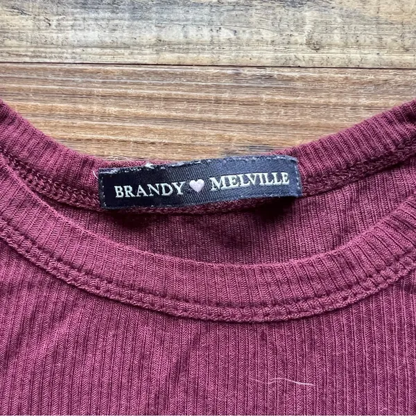 Brandy Melville Womens Burgundy Long Sleeve Shirt Soft Stretch One Size - Image 3