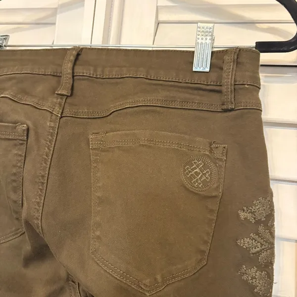 Laurie Felt‎ Olive Green Power Silky Bootcut Jeans Size Small - Image 5