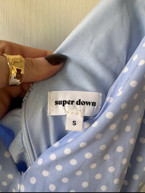 Superdown Revolve Mayra Blue Polka Dot Ruffle Mini Dress - Image 5