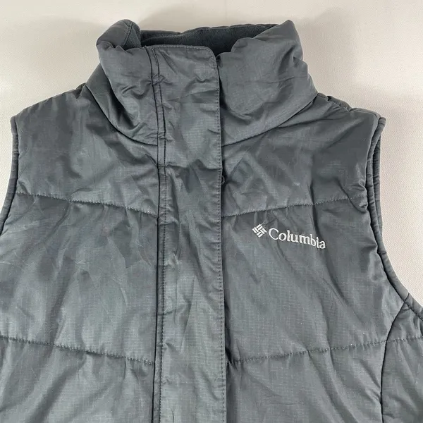 Columbia Vest Womens XS Black Quilted Puffer Full Zip Snaps Fleece Lined Pockets - Image 5