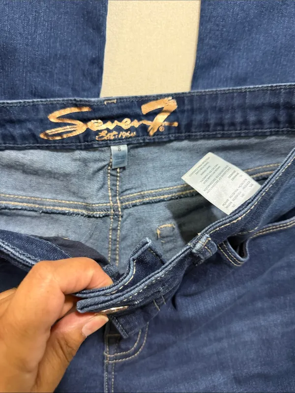 Seven7 Deep Blue Flare Wide-Leg Jeans - Image 4