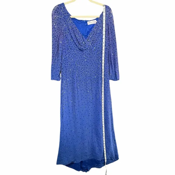 Mon Cheri Vintage Embellished Evening Gown Blue Size 12 Formal Dress‎ Wedding - Image 13